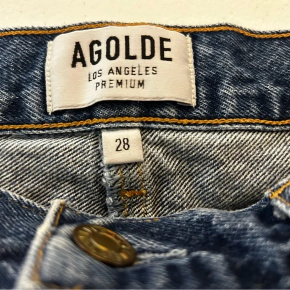 Agolde Distressed Denim Mini Skirt - Blue - Picture 9 of 10